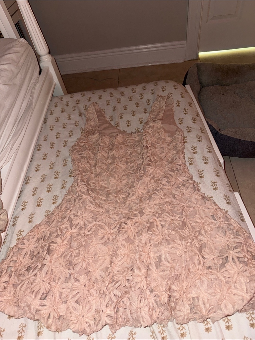 Astr Girls Floral Appliqué Sleeveless Dress in Blush Pink